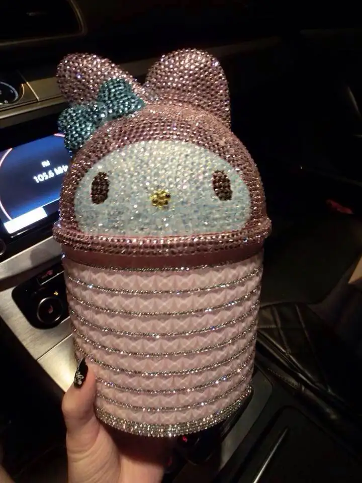 Exquisite Handmade Trash Can Bling Rhinestone Kawaii