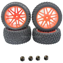 4 unids/set Goma Delantera/Trasera 1/10 Buggy Neumáticos y Llantas 12mm hexagonal para el modelo de rc coche hsp redcat off neumático de carretera