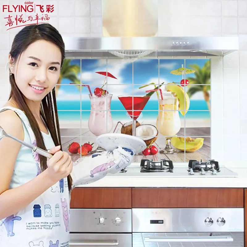 Oil glass stickers tile stickers smoke large kitchen Wall