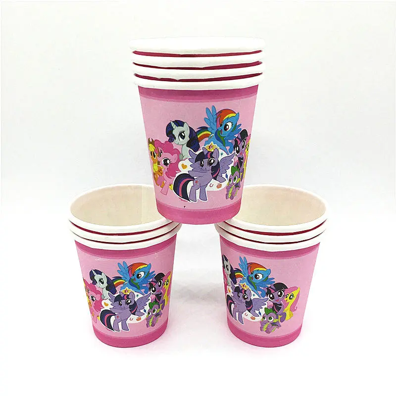 10Pcs My Little Pony Birthday Decorations Paper Cups 7.5cm*8.5cm*5cm Kids Girl Disposable Tableware Party Supplies Paper Cups