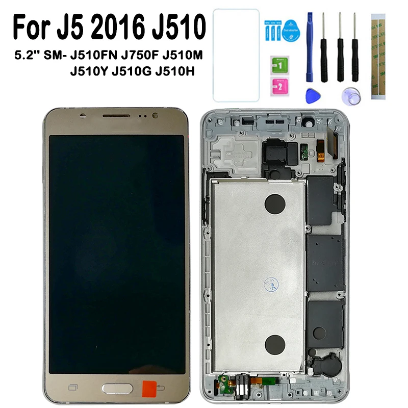 

Frame Touch Screen Digitizer For Samsung Galaxy J5 2016 J510 J510FN J510F J510G J510Y J510M Display 1280x720 5.2'' TFT LCD