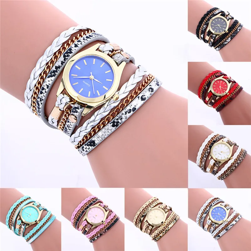 Bohemian Style Fashion Weave Leather Bracelet Lady Womans Wrist Watch Women Wholesale #2AP16 (11)