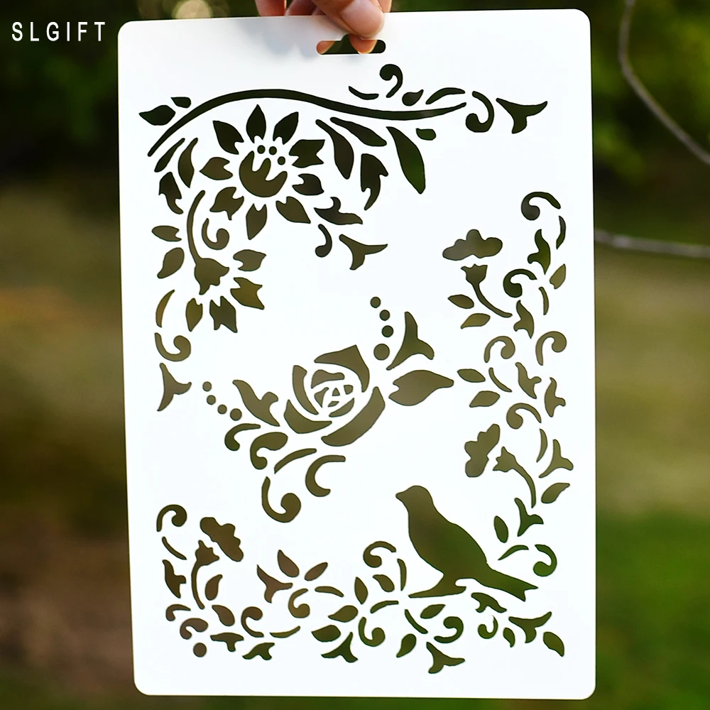 Stencils for DIY Scrapbooking Painting Gift Card Photo Album Template ...