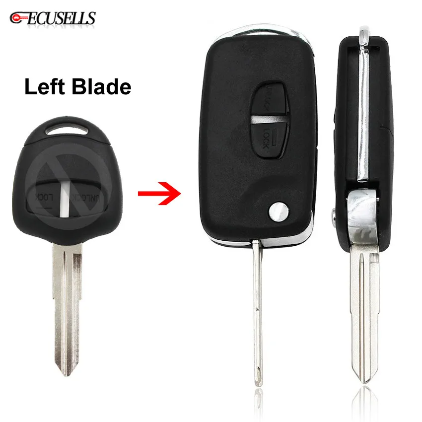 

2 Button Folding Flip Remote Key Shell Case Smart Car Key Housing Upgrade for Mitsubishi Outlander Shogun Lancer Left Blade