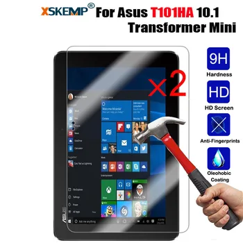 

XSKEMP 2Pcs/Lot Real Tempered Glass For Asus T101HA 10.1 Transformer Mini Screen Protector Tablet 9H Transparent Protective Film