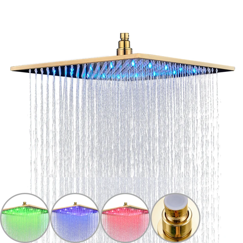Настенный скрытый Встроенный светодиодный душ домашний душ 10 дюймов золотой душевой набор