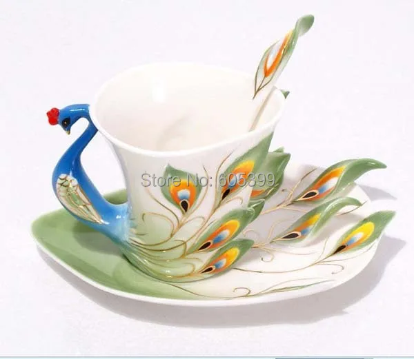 Керамика здоровья кружка, кофейные чашки набор керамическая эмаль кружки Павлин Чай кофейная чашка керамическая Цветной рисунок необычная чайная чашка