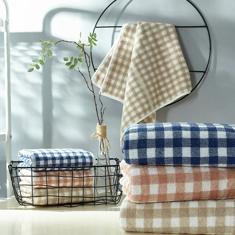 iDouillet Scottish Plaid Checkers Terrycloth Bathroom Towels Bath