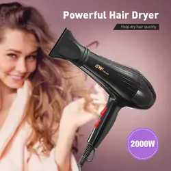 Фен 2000 Вт фен для волос быстрая сушилка прямой горячий воздух Styler 3 установка тепла 2 скорости петля Воздуха Насадка-концентратор