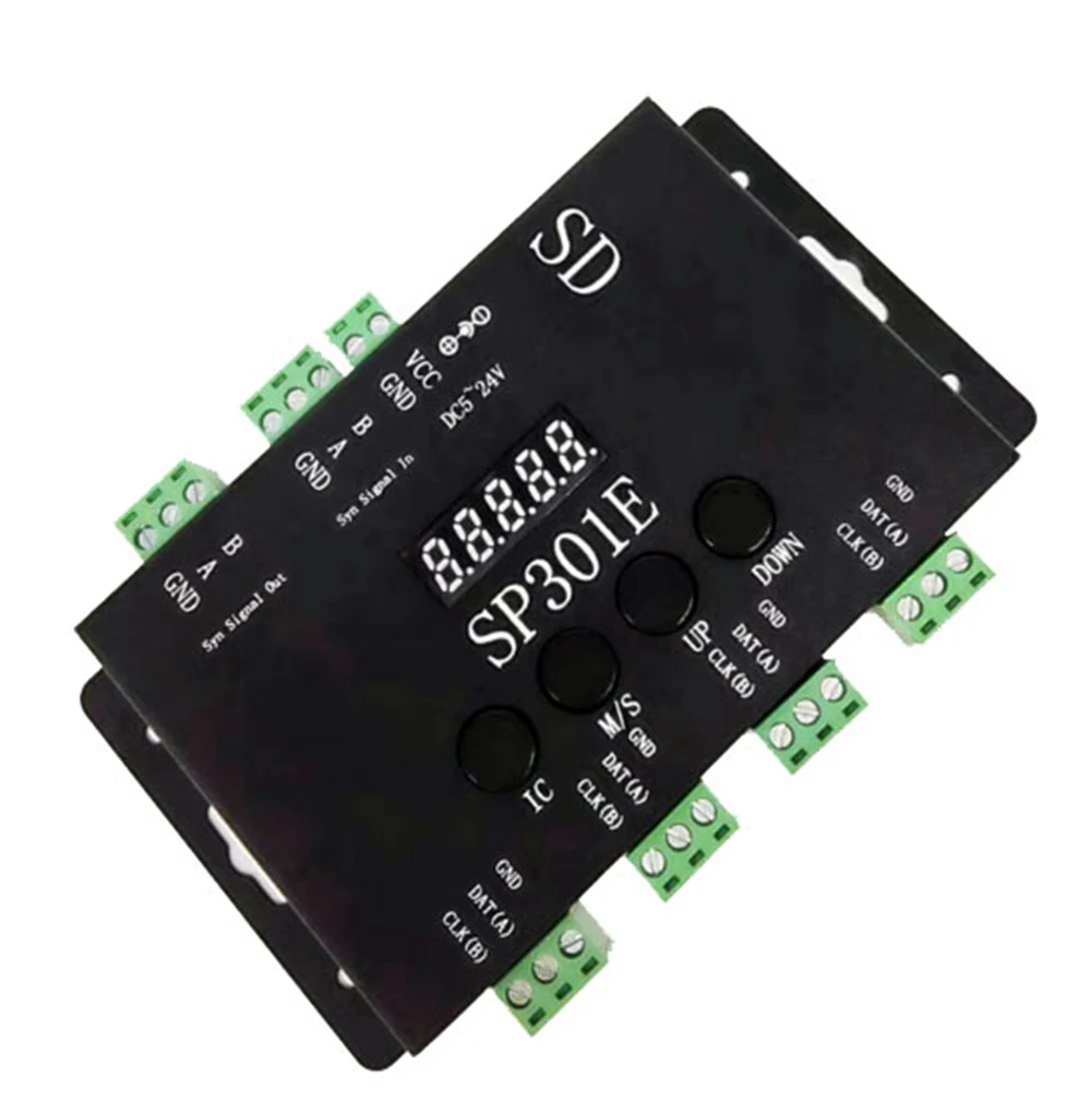 SP301E Программируемый RGB LED контроллер Syn сигнал Выход/вход для WS2811 WS2813 WS2812B SK6812 APA102