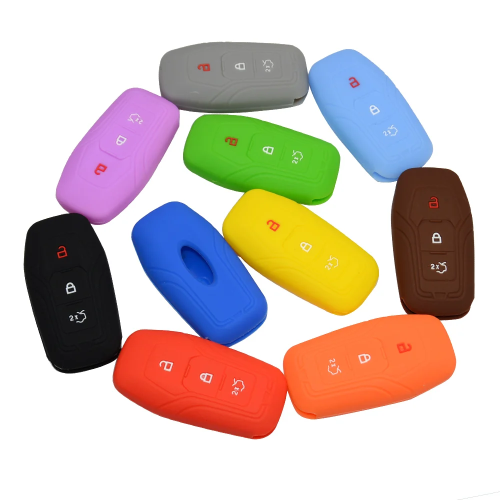 

Colorful 3 Buttons Silicone Rubber Car Key Case Cover For Ford F-150 Mondeo Galaxy S-Max Explorer Ranger Auto Remote Protector