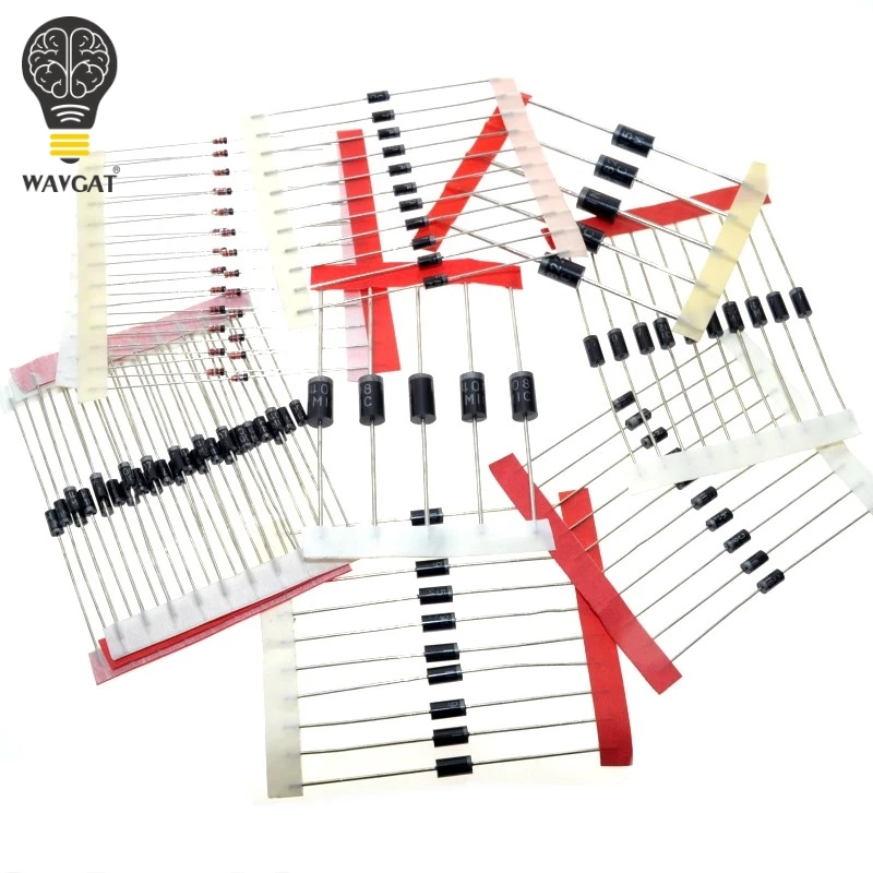 

1N4148 1N4007 1N5819 1N5399 1N5408 1N5822 FR107 FR207,8values=100pcs,Electronic Components Package,Diode Assorted Kit
