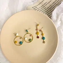 Boucles d'oreilles en émail colorées pour femmes, petites boucles d'oreilles de tempérament, goutte créative, contraste, doux, bijoux pour femmes