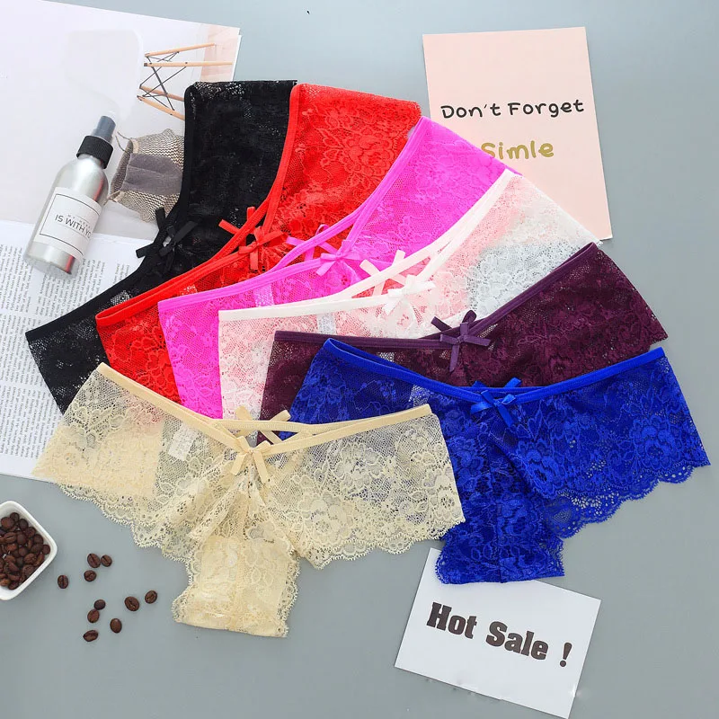 

Women Lace Bandage Sexy Briefs Transparent Underwear Hollow Panties