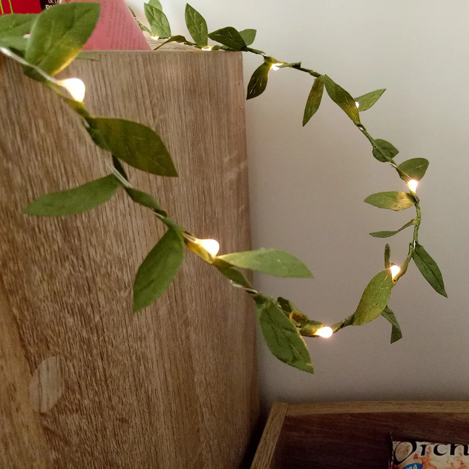 Unique handmade LED String Lights with green leaf, AA Battery holiday lighting, Vase flower arrangement,DIY wedding decoration Unique handmade LED String Lights with green leaf, AA Battery holiday lighting, Vase flower arrangement,DIY wedding decoration