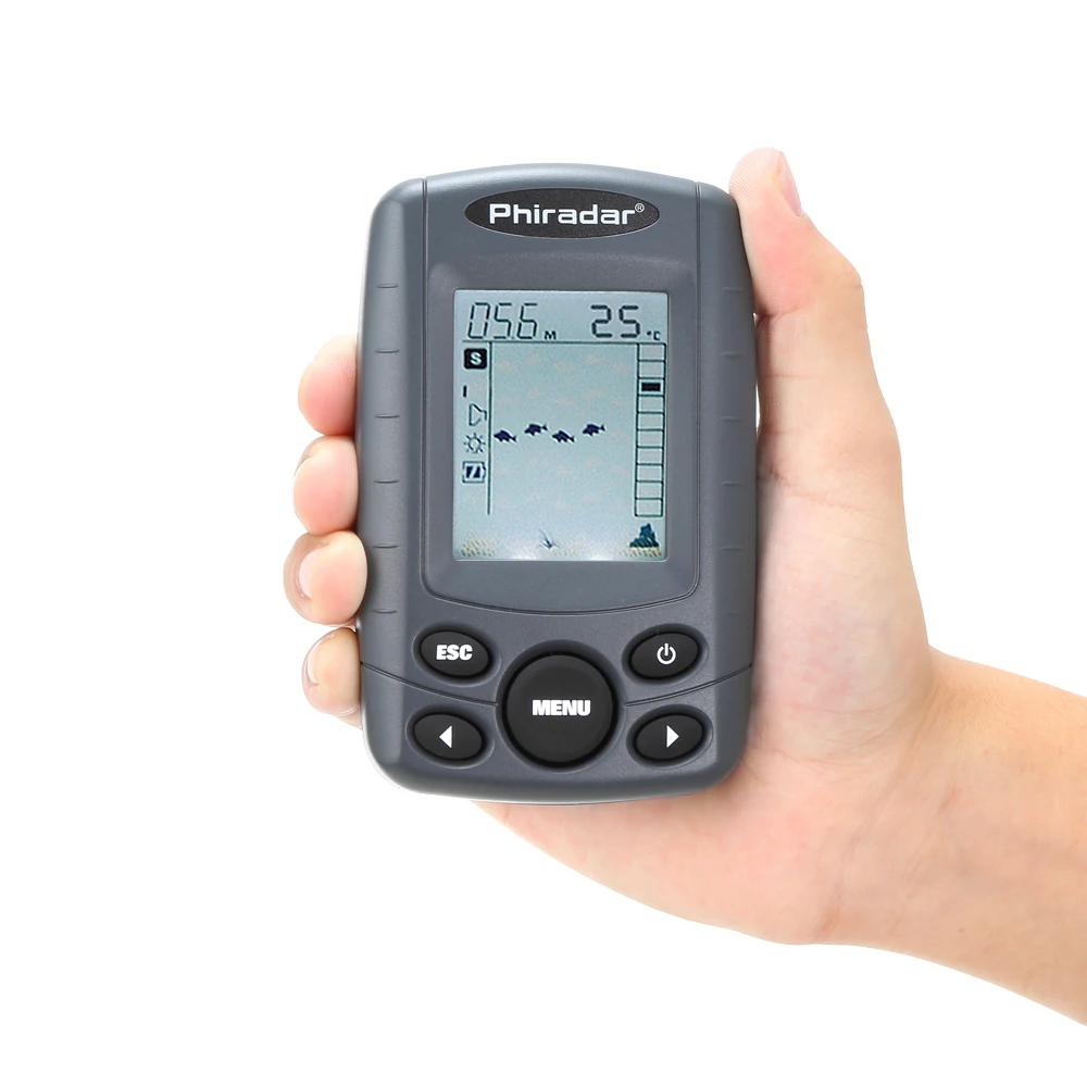 Phiradar FF108A المحمولة السمك مكتشف LCD عرض 200 كيلو هرتز الأسماك إنذار عمق إنذار fishfinder السلكية معدات الصيد في الهواء الطلق أداة