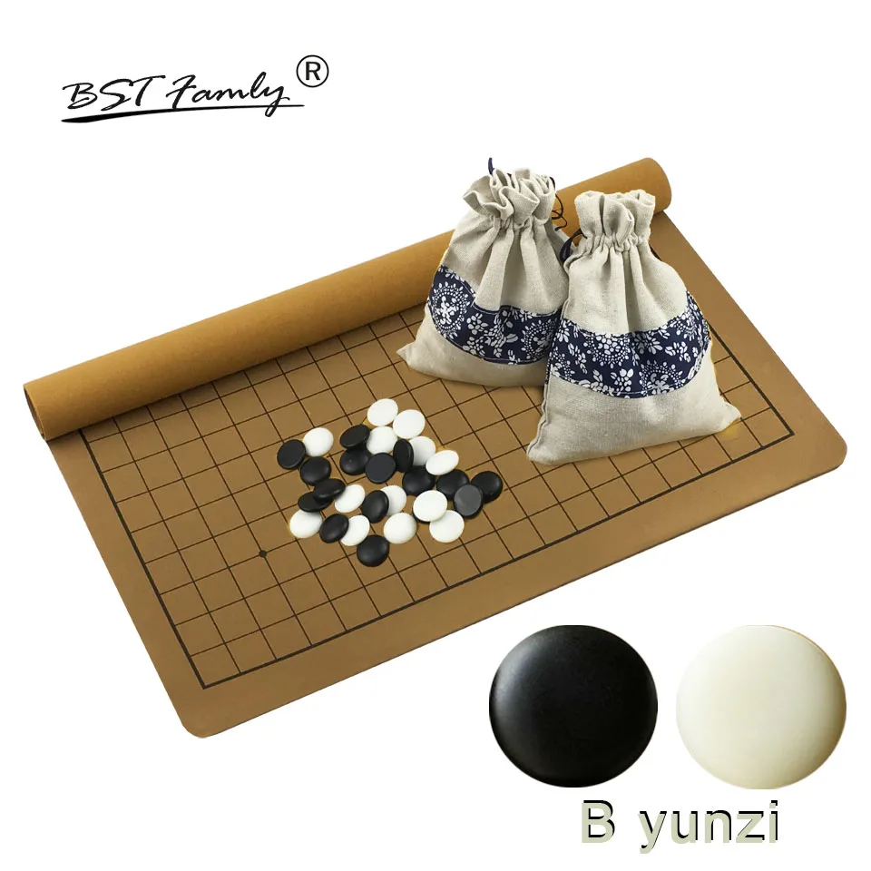 

BSTFAMLY New Yunzi B Go Chess Set 361 Pieces For 19 Road PU board Wooden or Bamboo Jar Chinese Old Game of Go Weiqi G17