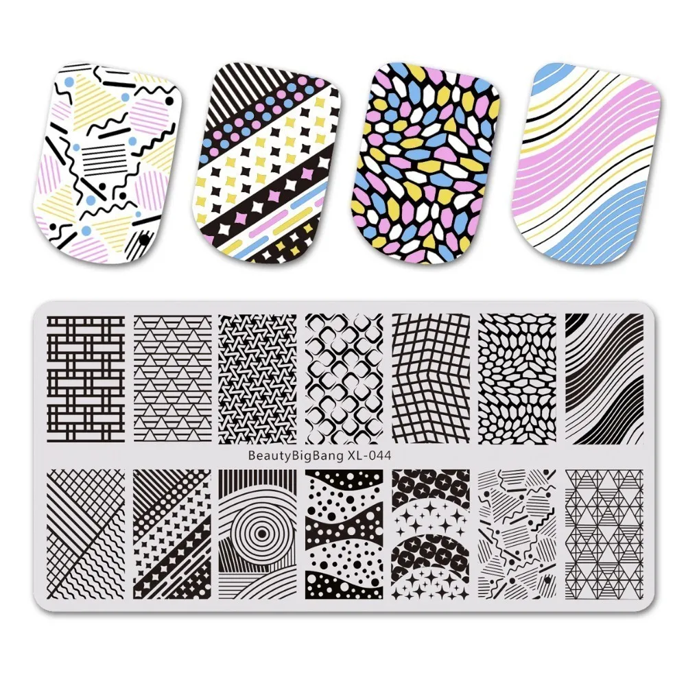 XL-044 Beautybigbang Nail Stamping Plates Stainless Steel 6*12cm Butterfly Flower Plaid Bird Image Nail Stamping Plates XL-042 - Цвет: XL-044