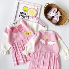 Tonytaobaby/платье в стиле Лолиты; осенне-зимние платья; новые детские розовые Красивые вязаные платья Феи для девочек