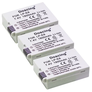 

3Pcs LP-E8 LP E8 Camera Battery Pack For Canon EOS 550D 600D 650D 700D Kiss X4 X5 X6i X7i Rebel T2i T3i T4i T5i Battery