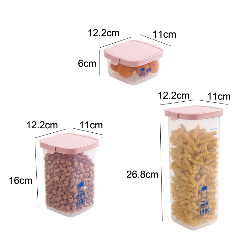 MAIKAMI прозрачная герметичная банка для кухни, контейнер для хранения лапши, пластиковые контейнеры для хранения зерна, коробка для хранения еды для перекуса