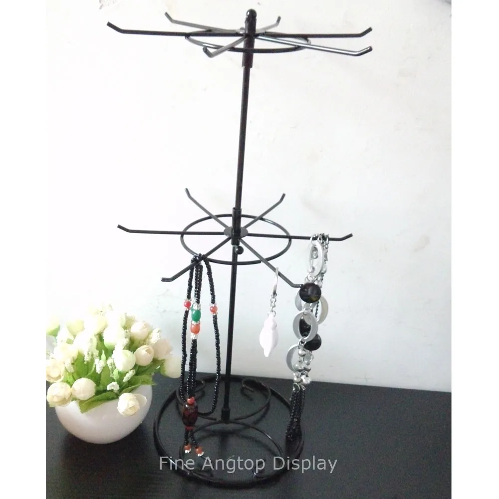 Rotating Iron 7-Tier Revolving Stand Rack Shop Jewelry Keyring Display Hanger !