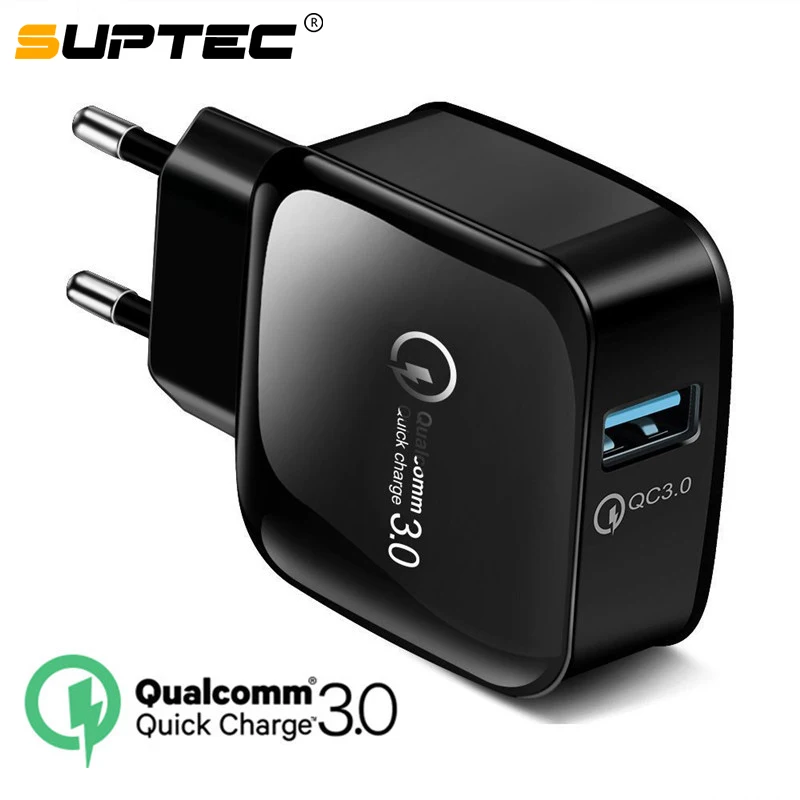 SUPTEC 18 Вт USB quick charge 3,0 5V 3A для Iphone 7 8 EU Plug, быстрое зарядное устройство для мобильного телефона Samsug s8 s9 huawei Xiaomi