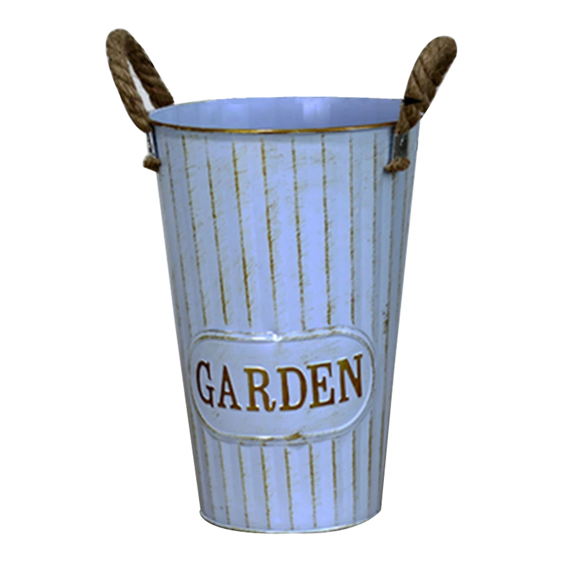 

VICTMAX European Retro Style Iron Art Vase Flowerpot Bucket with Hemp Rope