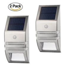 Светодиодный светильник на солнечной батарее, солнечный садовый светильник 5 светодиодный S для стены, патио, забора, лестницы из нержавеющей стали, водонепроницаемый уличный светильник с датчиком движения