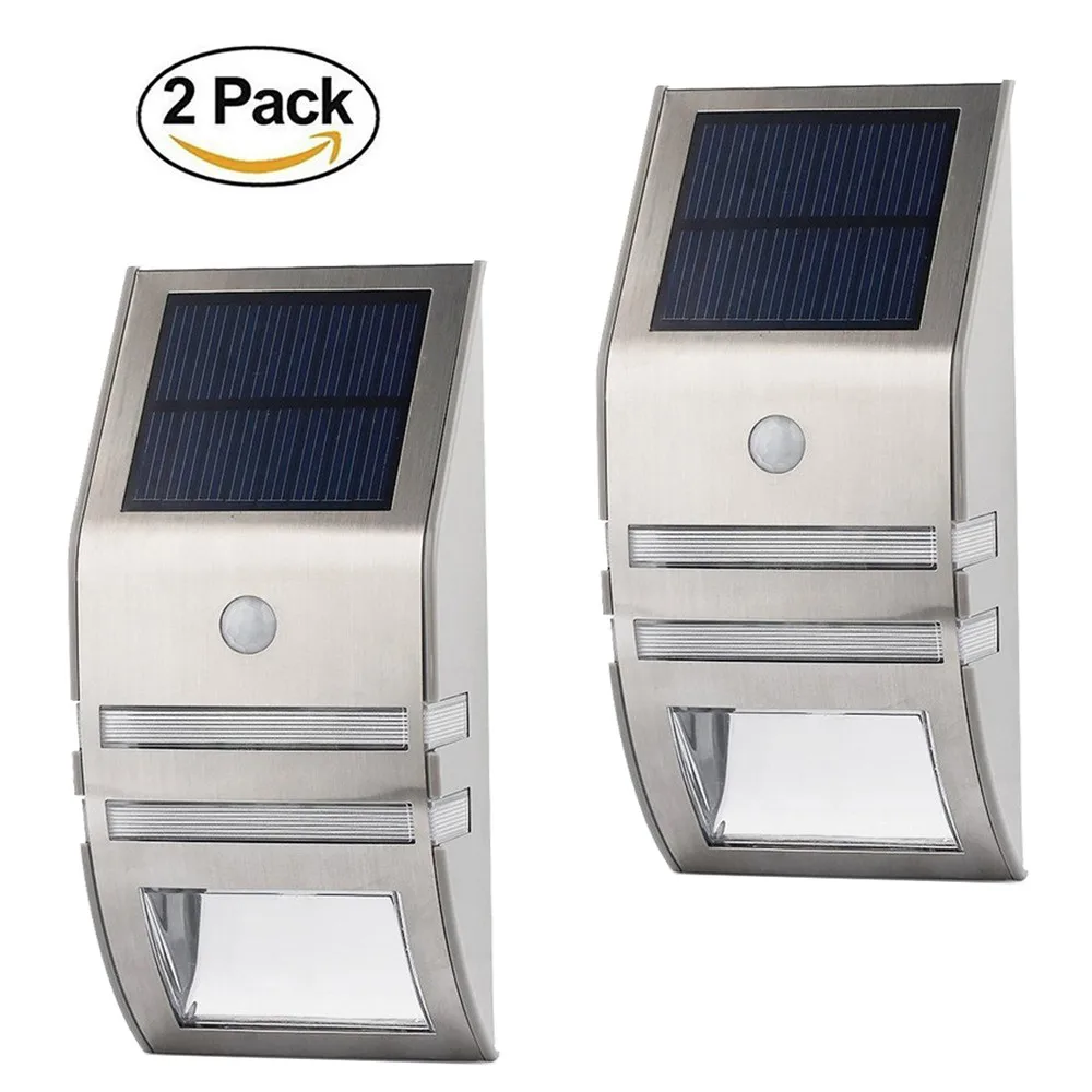 Solar do Jardim do Diodo Emissor de Luz Leds para a Cerca do Pátio da Parede Escadas de Aço Inoxidável à Prova Água ao ar Livre com Sensor de Movimento Dwaterproof Luz 5