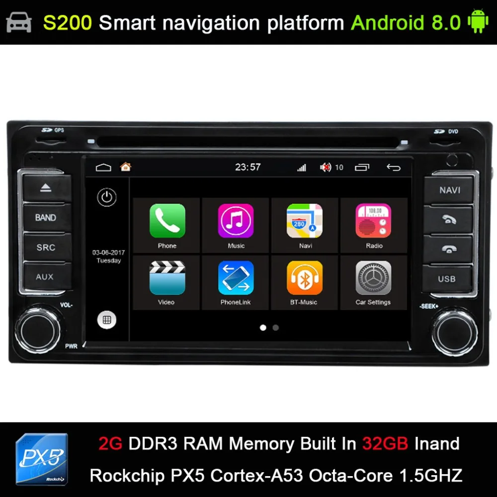

Android 8.0 PX5 Octa 8-Core CPU 2G Ram 32GB Rom Car DVD Radio GPS Navigation for Toyota old corolla E12