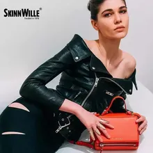 SkinnWille 2017 Spring Women’s Fashion Zipper Leather Coat Women Basic Coats Bomber Jacket