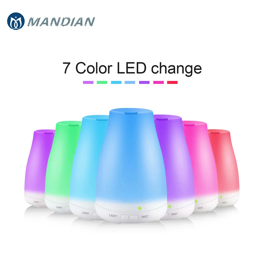 

Home Essential Oil Diffuser Ultrasonic 100mL Cool Mist Humidifier Aromatherapy with 7 changing Colored LED Lights Auto Shut-off