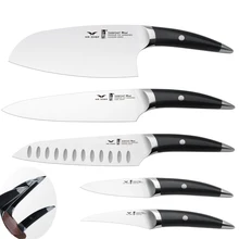 Высокое качество Кухня Ножи комплект 5 шт./компл. 8-дюймовый поварский Ножи+ " сантоку Ножи+ 7,5" Кливер Пособия по немецкому языку Нержавеющая сталь X50 очень острые