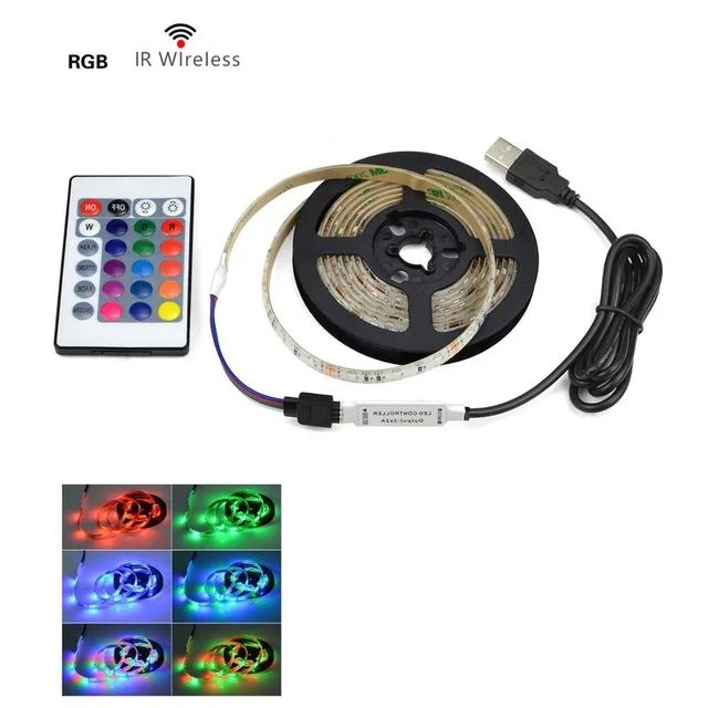 2835 SMD RGB USB зарядное устройство светодиодный светильник 5 в постоянного тока USB кабель светодиодный светильник гибкая лента 1 м 2 м 3 м 4 м 5 м RF IR RGB пульт дистанционного управления - Испускаемый цвет: RGB With 24KEY IR