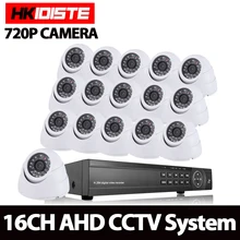 16Channel hdmi 1080p DVR AHD 720P Surveillance Kit 16PCS 1.0mp AHD 2000TVL Indoor White Dome Home Security Camera CCTV System