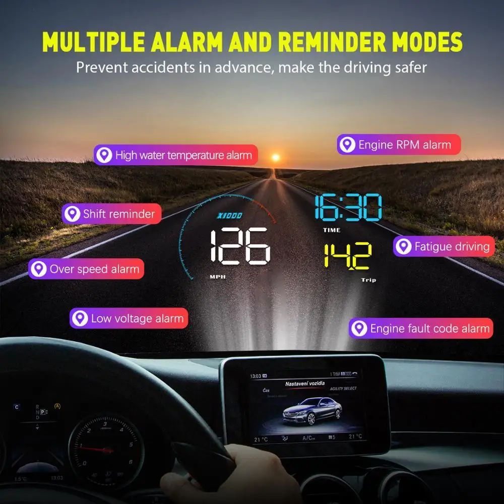 Новый автомобиль Стайлинг HUD 5 "HD LED A9 OBD2 дисплей с головным подъемом превышение
