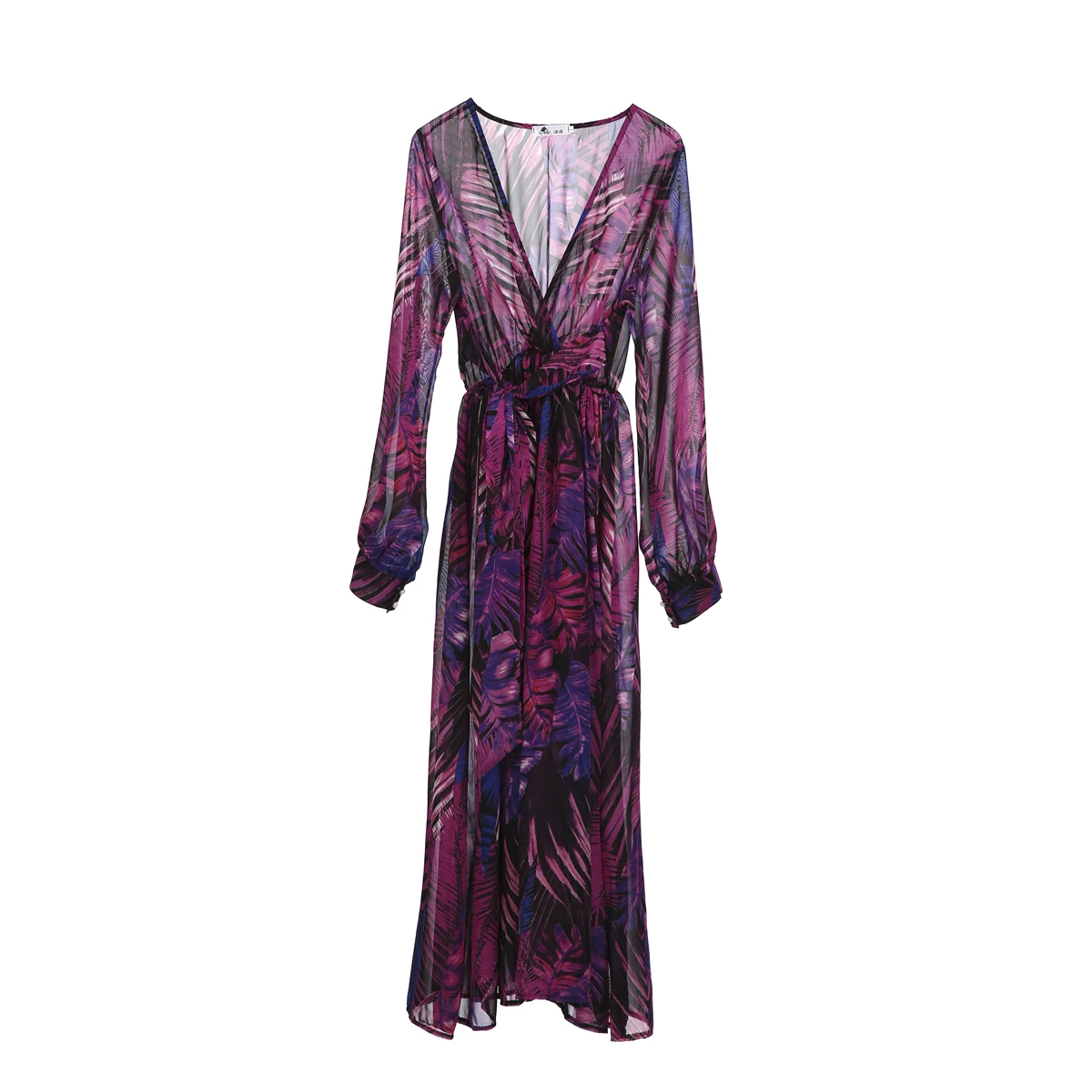Стиль, женское Бохо длинное макси платье, вечерние, Пляжное платье, сарафан, привлекательные платья с принтом - Цвет: Фиолетовый