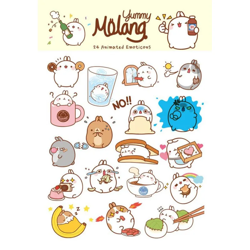 

2 PCS Korean Lapices Molang Rabbit Uncut Sticker Kawaii Stationery Cute Post It Sticky Notes Planner Stickers Office Decor