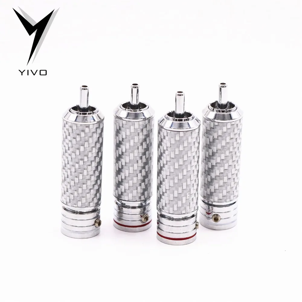 8 шт. GuangZhou YIVO OEM родиевый медный корпус из углеродного волокна 10 мм RCA аудио разъем