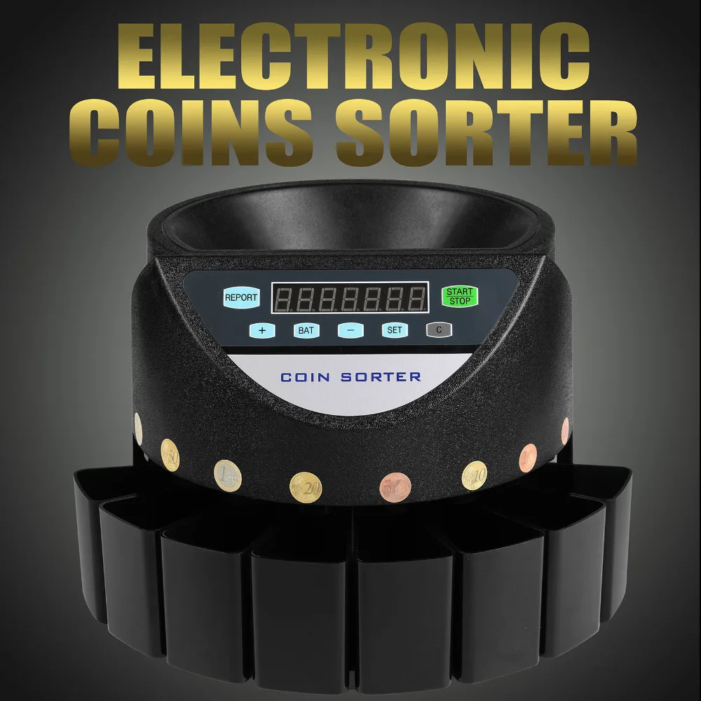 Euro Currency Automatic Electronic Money Sorter Coins Counting and