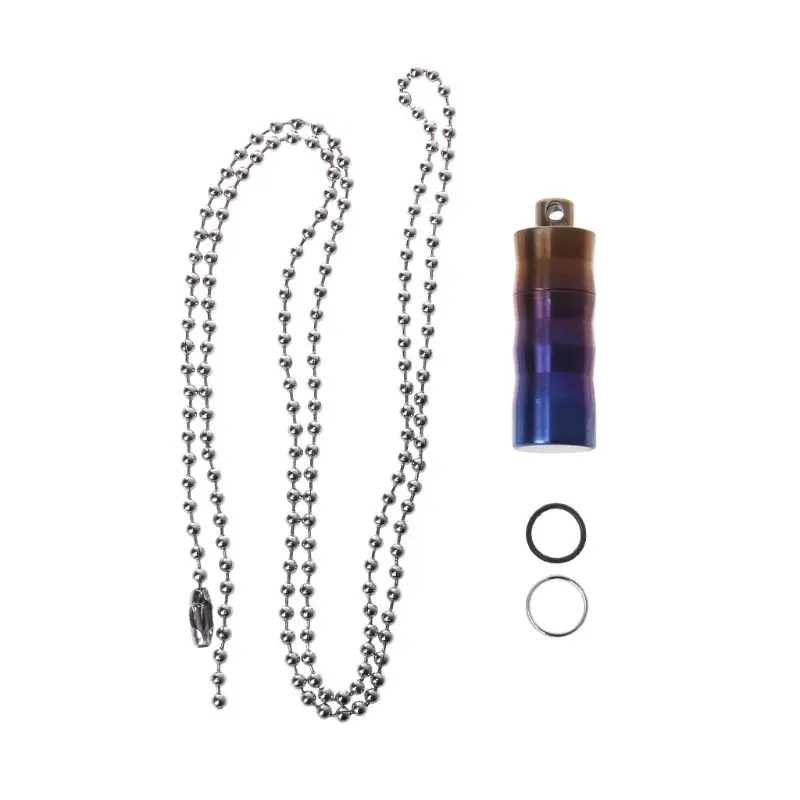 

Portable Necklace Waterproof Titanium Mini EDC Container Seal Bottle Pills Box