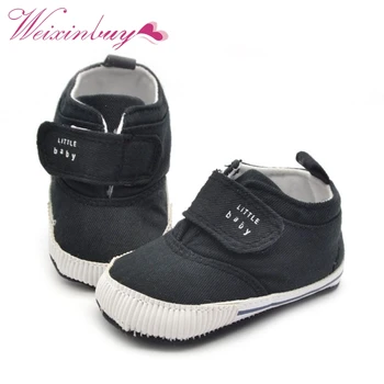 

Newborn Baby Boys Cotton Ankle Canvas High Crib Shoes Casual Sneaker Toddler First Walkers