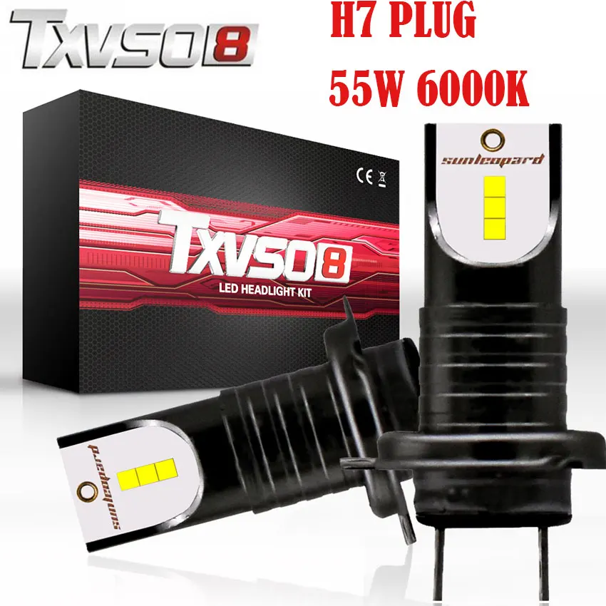 

TXVSO8 2Pcs 6000K led h7 DC 12V 24V Mini car headlight bulbs CSP Y19 Chips 30000LM 55W super bright Fog Headlamp led automotivo