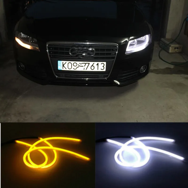 

For Volvo Car Auto Amber White Sequential Flow Strip LED Flexible DRL Headlight Turn Signal Switchback Light Lamp