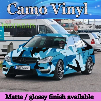 

Large Spots Ubran blue Camouflage VINYL Car Wrap Film Wrapping Foile With Air Bubble Free PROTWRAPS Covers 1.52x30m/Roll