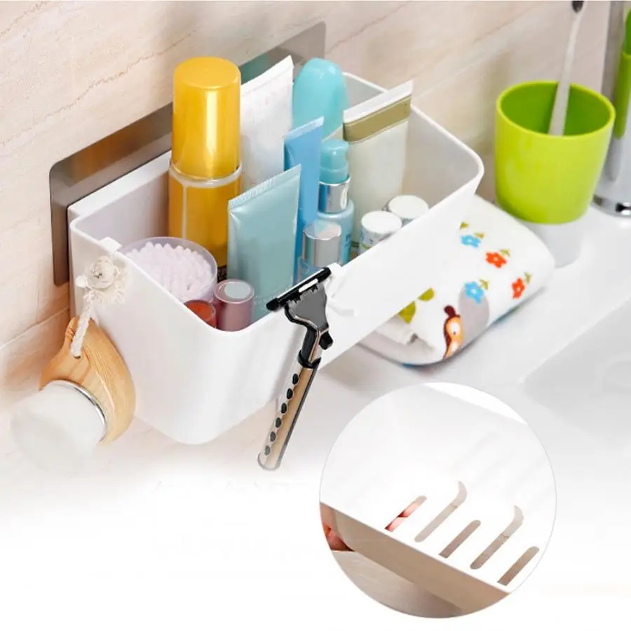 

No traces Storage Box Bathroom Wall Hanging Case Jewelry Box Makeup Cosmetic Organizer bathroom shelf Shampoo Holder