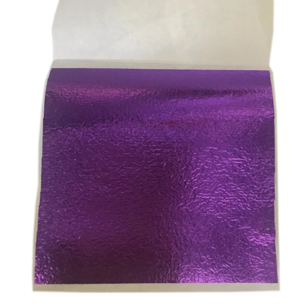 Тайвань Сверкающее золото имитация листа-100 листов 80x85 мм красочная Золотая фольга золочение Ремесло Украшение - Цвет: purple