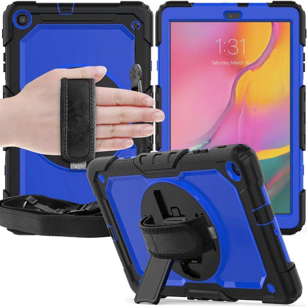 Для samsung Galaxy tab A 10,1 чехол SM-T510 SM-T515 360 Вращающийся детский безопасный плечевой ремень встроенный защитный чехол для экрана