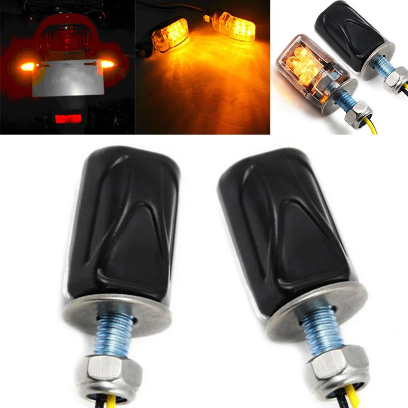 JX-LCLYL 2pcs 6LED Motorcycle Mini Turn Signal Light Blinker Indicator Lamp Amber